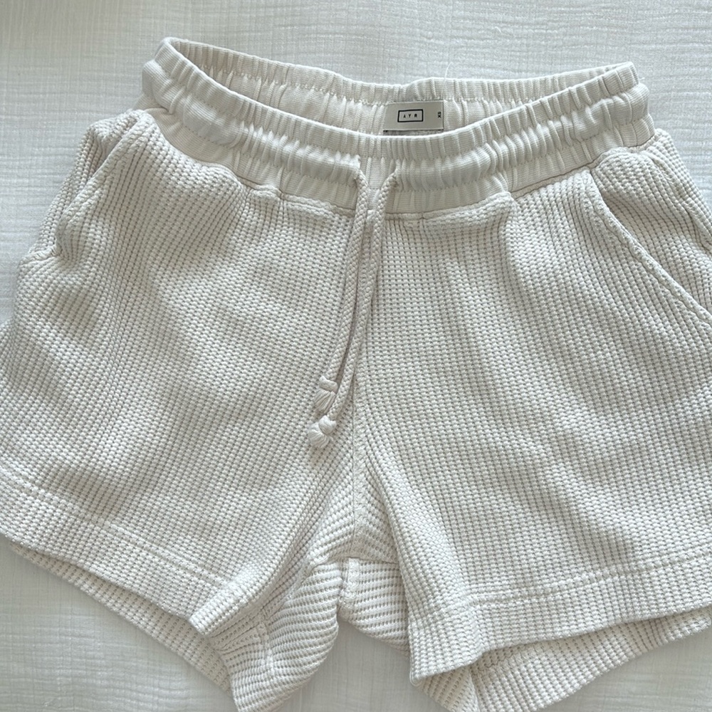 Women's Cream Waffle Knit Shorts